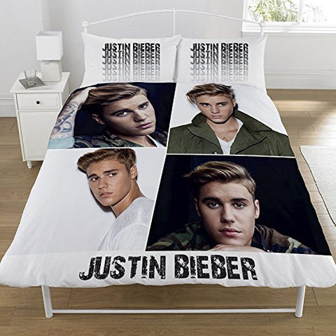 Justin Bieber Montage Double Duvet Set (DP1-JUS-014-08) - 198cm x 198cm Pillowcase size: 50cm x 75cm