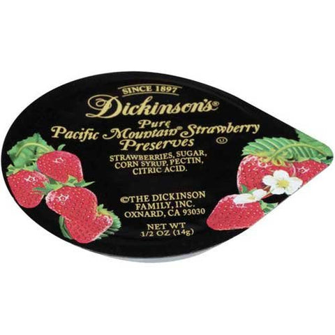 Dickinson's Portion Control-Plastic, Strawberry Preserves, 1/2 oz