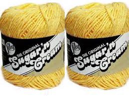 Lily Sugar'n Cream Solid Yarn Yellow 120 Yards 2.5 OZ
