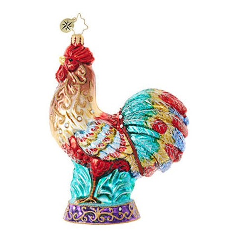 Christmas Rooster, 5.5", Glass Christmas Ornament