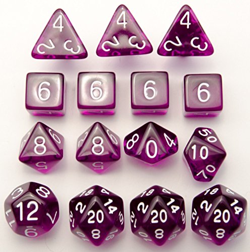 新着 Set Dice, Translucent Polyhedral of 1d 1d10 2d8 4d6 3d4 15: その他