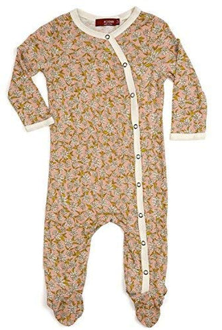 Bamboo Footed Romper, Rose Floral, 0-3M