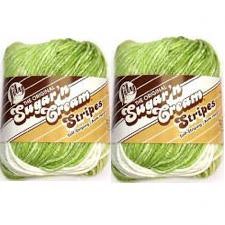 Lily Sugar'n Cream Yarn - Stripes Lime 95 Yards 2 OZ