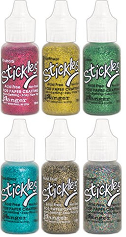 1/2 oz. Stickles Glitter Glue Confetti, 1/2 oz. Stickles Glitter Glue Rhubarb, 1/2 oz. Stickles Glitter Glue Sunflower, 1/2 oz. Stickles Glitter Glue Jade, 1/2 oz. Stickles Glitter Glue Sea Spray and 1/2 oz. Stickles Glitter Glue Gold Dust