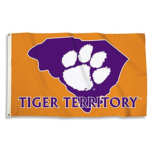 Clemson 3x5 Flag With State Outline