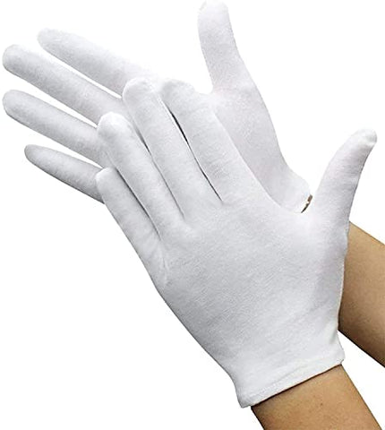 100% White Soft-Hand Cotton Moisturising Gloves Work Gloves, Extra Large (12 Pairs)