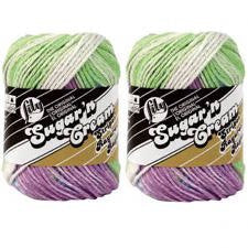 Lily Sugar'n Cream Yarn - Stripes Violet 95 Yards 2 OZ