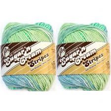 Lily Sugar'n Cream Yarn - Stripes Country 95 Yards 2 OZ