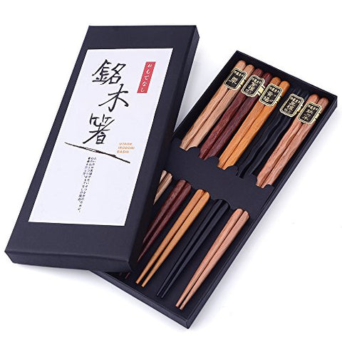 5 Pairs Wooden Chopstick Gift Set