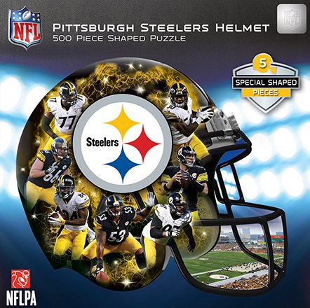 Shaped 500pc Puzzles - Pittsburgh Steelers, 10.5" X 10.5" X 2.25"