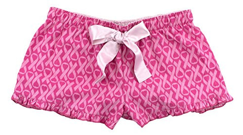 Pink Awareness Novelty Print Flannel VIP Shorts Adult Sizes, Large