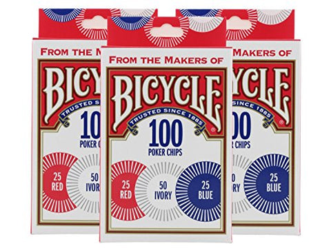 Bicycle 2 Gram 100 Count Plastic Poker Chips