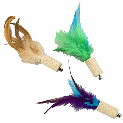 Ethical Pets Cork with Feathers Cat Toy, 5 inch - Random Color