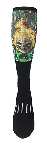 MOXY Sock EVIL Flaming Skull Deadlift Block Knee-High Dye-Sublimated Socks