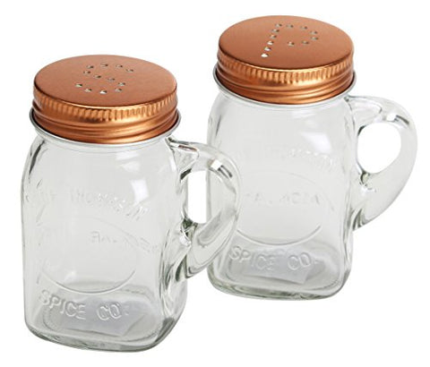 3.5" Mason Jar Salt and Pepper Shaker Set Glass with Copper Lids