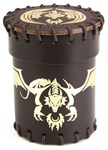 Dice Cups - Flying Dragon Brown & golden Leather Dice Cup