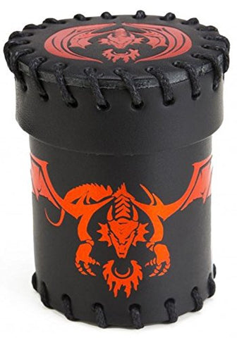 Dice Cups - Flying Dragon Black & red Leather Dice Cup
