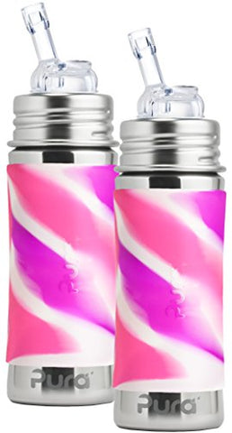 Pura 11 oz. Stainless Steel Straw Cup, Pink Swirl