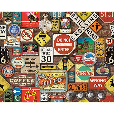 Cross-Country Rusty Road Trip Signs 1000 Piece Jigsaw Puzzle