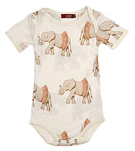 Bamboo One Piece Short Sleeve, Tutu Elephant, 3-6M