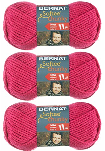 Bernat Softee Chunky Yarn - Solid Hot Pink 108 Yards 3.5 OZ