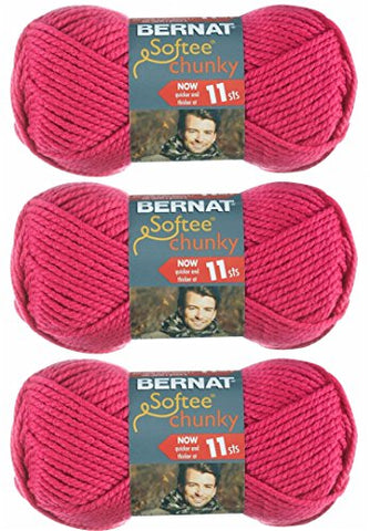 Bernat Softee Chunky Yarn - Solid Hot Pink 108 Yards 3.5 OZ