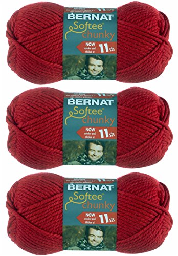 Bernat Softee Chunky Yarn - Solid Berry Red 108 Yards 3.5 OZ