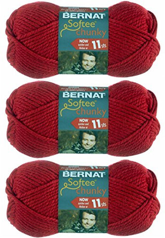 Bernat Softee Chunky Yarn - Solid Berry Red 108 Yards 3.5 OZ