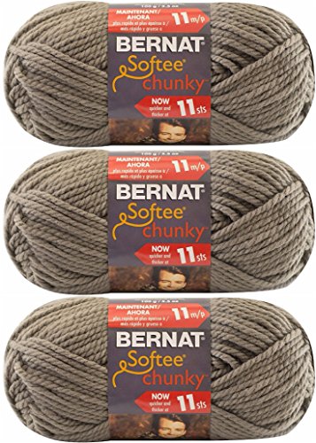 Bernat Softee Chunky Yarn - Solid Taupe Grey 108 Yards 3.5 OZ