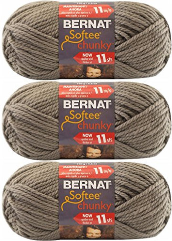 Bernat Softee Chunky Yarn - Solid Taupe Grey 108 Yards 3.5 OZ