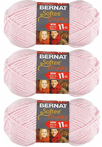 Bernat Softee Chunky Yarn - Solid Baby Pink 108 Yards 3.5 OZ