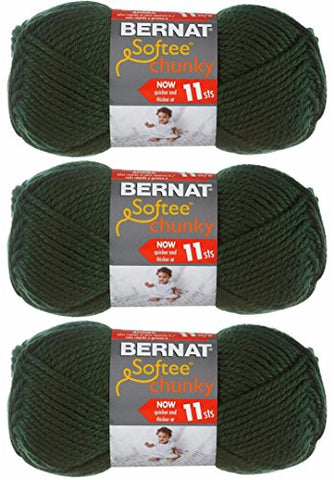 Bernat Softee Chunky Yarn - Solid Dark Green 108 Yards 3.5 OZ