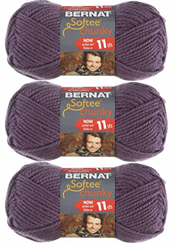 Bernat Softee Chunky Yarn - Solid Dark Mauve 108 Yards 3.5 OZ