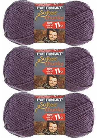 Bernat Softee Chunky Yarn - Solid Dark Mauve 108 Yards 3.5 OZ