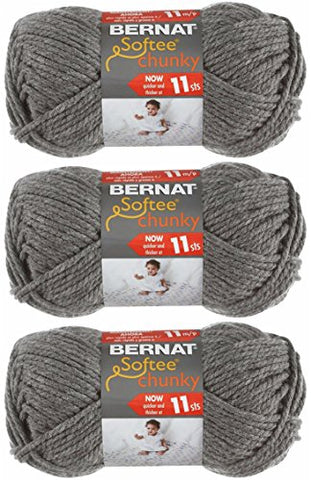 Bernat Softee Chunky Yarn - Solid True Grey 108 Yards 3.5 OZ