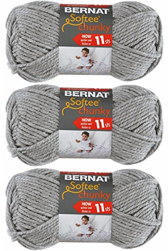 Bernat Softee Chunky Yarn - Solid Grey Heather 108 Yards 3.5 OZ