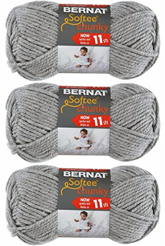 Bernat Softee Chunky Yarn - Solid Grey Heather 108 Yards 3.5 OZ