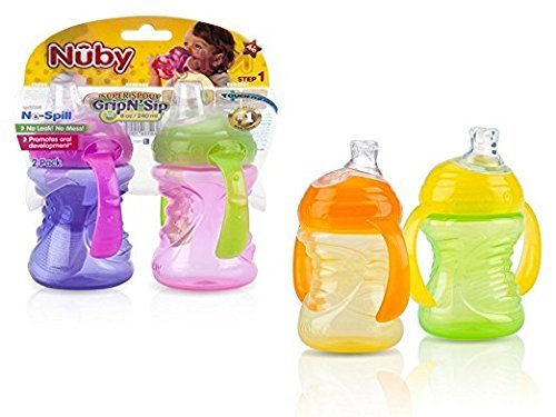 2 Handle Grip N’ Sip Cup with No-Spill Super Spout - 8 oz - 2 Pack - Random Color