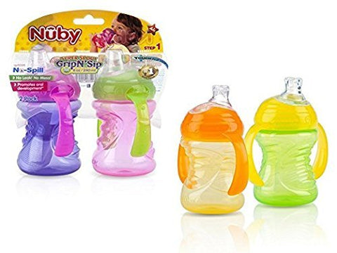 2 Handle Grip N’ Sip Cup with No-Spill Super Spout - 8 oz - 2 Pack - Random Color