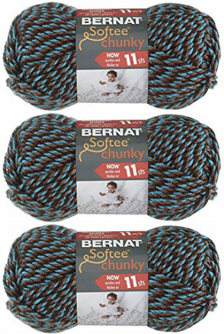 Bernat Softee Chunky Yarn - Solid Teal Twists 108 Yards 3.5 OZ