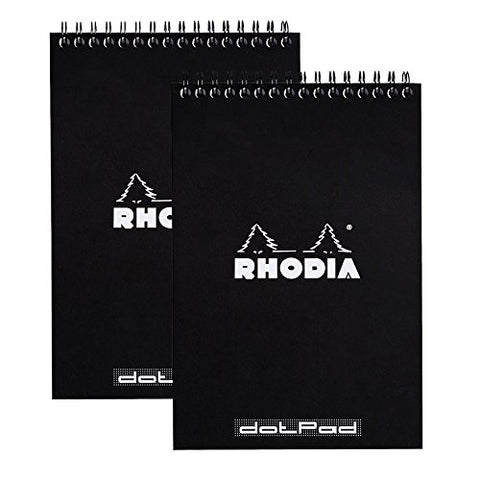 Rhodia - Black Wirebound Pads - Dot Grid - 6 x 8 ¼