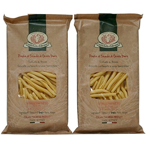 Rustichella d'Abruzzo Pasta, Durum Wheat in Tray, Strozzapreti, 250 gr/8.8 oz