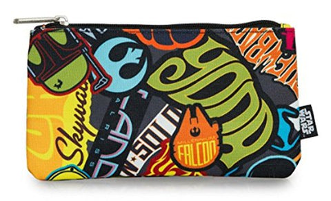 Loungefly Star Wars Words & Faces Stickers Design School Pencil Case or Cosmetic Bag