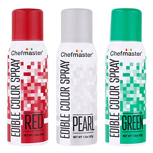 Green Chefmaster Edible Spray Box 6 1.05 Oz, Red Chefmaster Edible Spray Box 6 1.05 Oz And Pearl Chefmaster Edible Spray Box 6 1.05 Oz