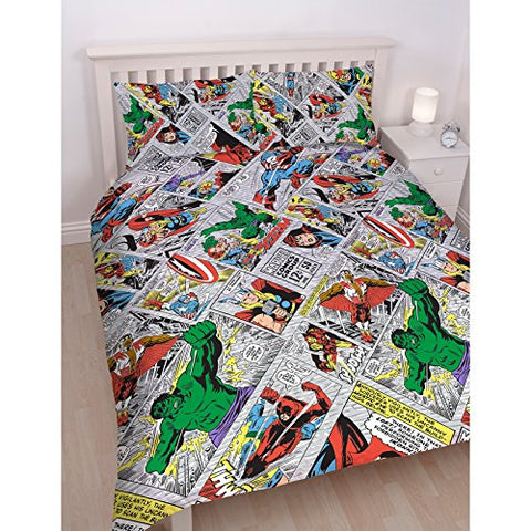 Marvel Comics Retro King Rotary Duvet Set (DMCRETKS001) - 220cm x 230cm (86.5in x 90.5in) Pillowcase size approx: 50cm x 75cm (19.5in x 29in)