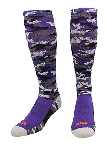 Woodland Camo Over-Calf, Heel/Toe, Purple, Large