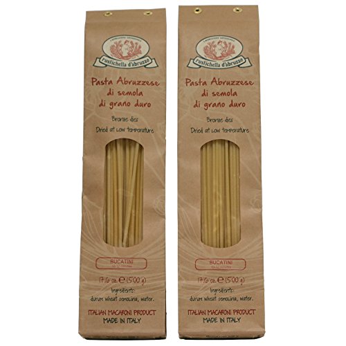 Rustichella d'Abruzzo Pasta, Durum Wheat in Brown Paper Bag, Bucatini, 500 gr/1.1 lb