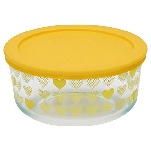 Pyrex Simply Store 4 Cup Hearts Buttercup with Buttercup Plastic Cover