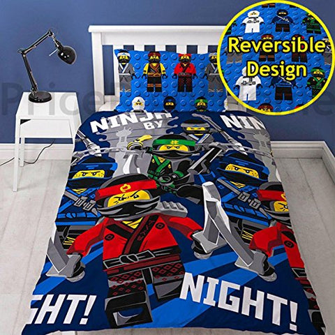 Lego Ninjago Movie Ninja Single Rotary Duvet Set (LNMNJADS001) - 135cm x 200cm (53in x 78in) Pillowcase size: 48cm x 74cm (19in x 29in)