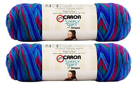 Caron Simply Soft Stripes Yarn Jersey Shore 194 Yards 4 OZ